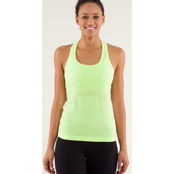 Lululemon Run Swiftly Tech Racerback Tank Top Light Neon Yellow Green Stretchy 4 - Picture 1 of 7